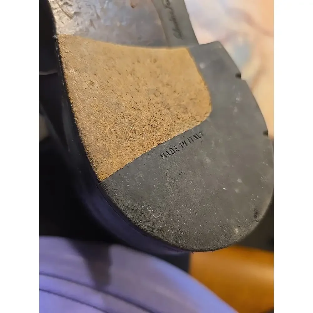 Salvatore Ferragamo Blck Leather Laceup Cap Toe Combat Boot Men Sz 9EE Steampunk - Picture 10 of 12